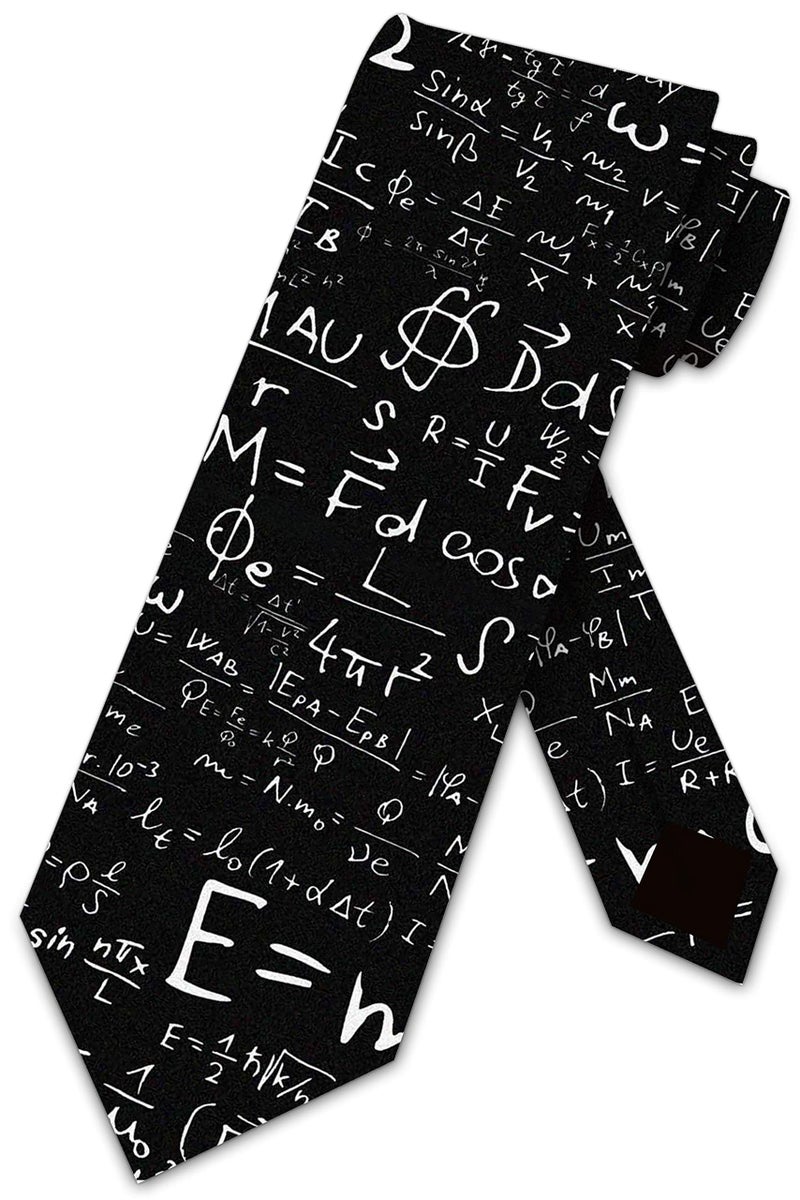 Three Rooker Science Ties Mens E=mc2 Physics Neckties Black - Image 1